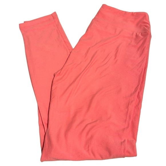 NWOT LulaRoe OS Soft Leggings One Size 2-10 Small-Large Solid Color Salmon Pink - Picture 4 of 10